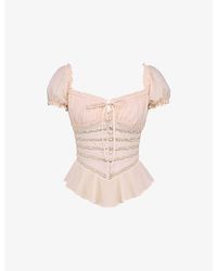 House Of Cb - Cara Peplum-Hem Chiffon Top Xs (A-C Cup) - Lyst