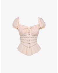 House Of Cb - Cara Peplum-Hem Chiffon Top Xs (A-C Cup) - Lyst