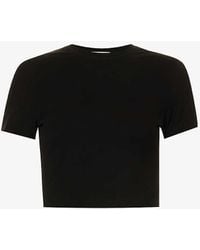 ADANOLA - Round-neck Cropped Stretch-cotton T-shirt - Lyst
