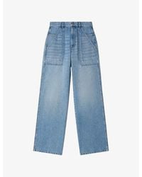 Sandro - Wide-Leg High-Rise Faded Denim Jeans - Lyst