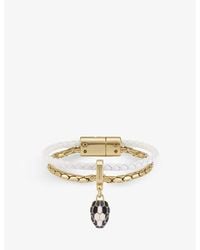 BVLGARI - Serpenti Forever Leather And-Plated Brass Bracelet - Lyst