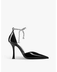 Jimmy Choo - Stevie 100 Crystal-Embellished Patent-Leather Heeled Courts - Lyst