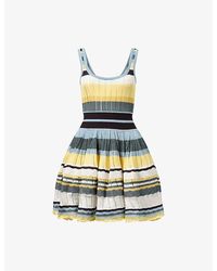 Alaïa - Scoop-Neck Crinoline Ribbed-Knit Mini Dress - Lyst
