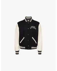 Amiri - Hollywood Embroidered-Text Wool-Leather Blend Bomber Jacket - Lyst