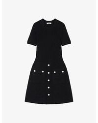 Sandro - Fit-and-flare Patch-pocket Stretch-knit Mini Dress - Lyst
