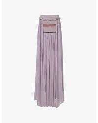 eem - Contrast-Embroidered Woven Maxi Skirt - Lyst