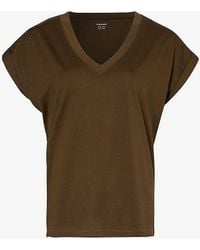 FRAME - Easy V-neck Short-sleeve Cotton-jersey T-shirt - Lyst