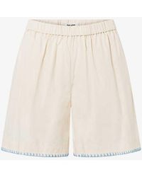 Nué Notes - Juliano Embroidered-trim Cotton Shorts - Lyst