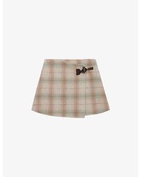 Loewe - Checked Wrap-Over Wool-Cashmere Blend Mini Skirt - Lyst