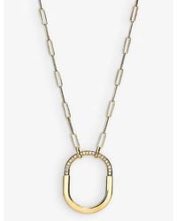 Tiffany & Co. - Tiffany Lock 18ct Yellow-gold And 0.43ct Round-brilliant Diamond Pendant Necklace - Lyst