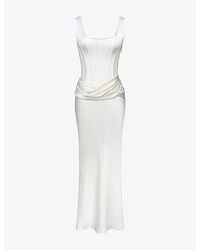 House Of Cb - Kira Gathered Satin Maxi Dress Xs (A-C Cup) - Lyst