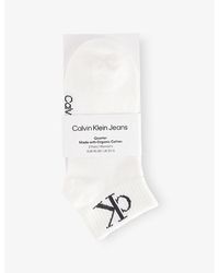 Calvin Klein - Branded Pack Of Two Cotton-Blend Ankle Socks - Lyst
