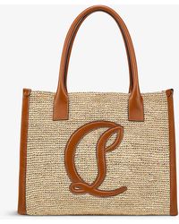 Christian Louboutin - By My Side Mini Raffia And Leather Large Tote Bag - Lyst