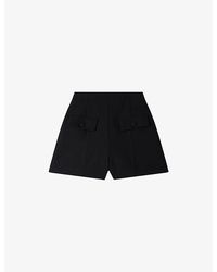 Sandro - Patch-Pocket High-Rise Wool Shorts - Lyst