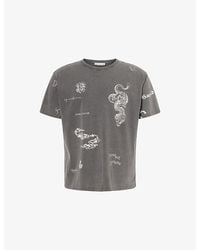 Duke & Dexter - Sketch-Print Oversized Cotton T-Shirt - Lyst