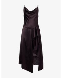 Acne Studios - Dinouka Lace-Insert Satin Midi Dress - Lyst