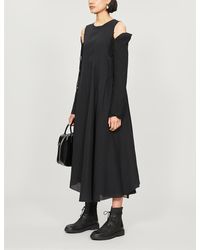 Song For The Mute Asymmetric Cotton And Silk-blend Midi Dress - Black