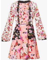 Ports 1961 Floral-print Puff-sleeved Silk-crepe Mini Dress - Pink