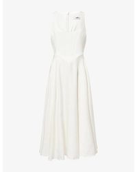 Odd Muse - Scoop-Neck Cinched Woven Midi Dress - Lyst
