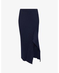 Stella McCartney - Asymmetric Ribbed Cotton Midi Skirt - Lyst
