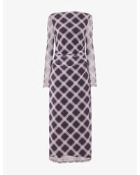 Whistles - Check Mesh Midi Dress - Lyst