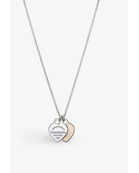 Tiffany & Co. - Return To Tiffany Double Heart 18ct Rose-gold And Sterling Silver Necklace - Lyst
