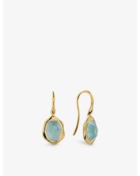 Monica Vinader - Mv Odyssey Gemstone Aquamarine 18Ct- Vermeil Plated Sterling Wire Earrings - Lyst