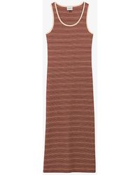 Claudie Pierlot - Stripe-weave Round-neck Knitted Cotton Maxi Dress - Lyst