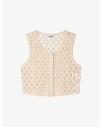 Sandro - Cropped Bead-Embellished Crochet Cardigan - Lyst