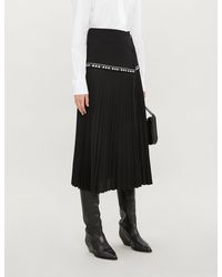 Sandro Pleated Wrap-over Crepe Midi Skirt - Black