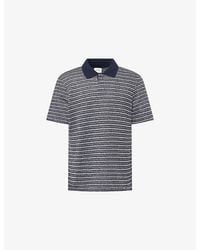 Les Deux - Striped Short-Sleeve Knitted Polo Shirt - Lyst