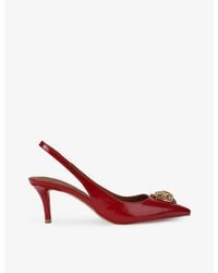Kurt Geiger - Belgravia Eagle-Embellished Heeled Patent-Leather Sling-Backs - Lyst