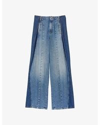 Sandro - Contrast-Panel Wide-Leg Denim Jeans - Lyst