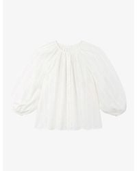 The White Company - Textured-Stripe Relaxed-Fit Cotton And Linen-Blend Blouse - Lyst