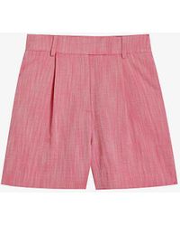 Ted Baker - Hirokos Pleated High-rise Stretch-woven Shorts - Lyst