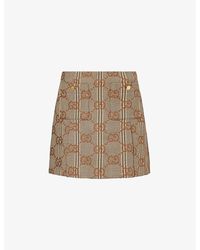 Gucci - Monogram-pattern A-line Wool Mini Skirt - Lyst
