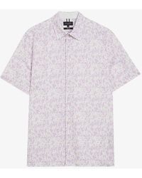 Ted Baker - Tavaro Floral-print Lyocell, Cotton And Linen-blend Shirt - Lyst