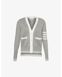 Thom Browne - Brand-tab V-neck Cotton-knit Cardigan - Lyst