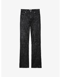 Zadig & Voltaire - Evy Crinkled High-rise Leather Trousers - Lyst