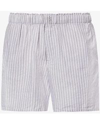 Skin - Sarah Striped Organic-cotton Shorts - Lyst