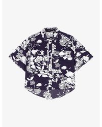 Maje - Floral-print Cropped Cotton Shirt - Lyst