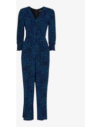 Whistles - Leopard-print Tied-back Woven Jumpsuit - Lyst