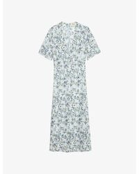 Zadig & Voltaire - Rhodral V-Neck Floral-Print Woven Midi Dress - Lyst