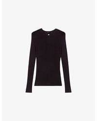 Maje - Ribbed Long-Sleeve Silk-Wool Blend Knitted Jumper - Lyst