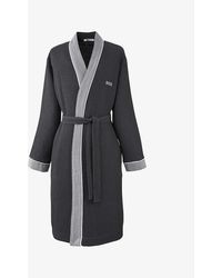 BOSS - Thermes Logo-embroidered Cotton Robe X - Lyst