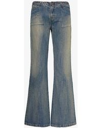 Jaded London - Whipstitch Faded-wash Boot-cut Low-rise Jeans - Lyst