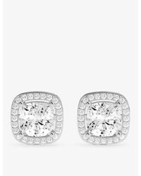 Apm Monaco - Éclat Rhodium Plated Alloy And Cubic Zirconia Stud Earrings - Lyst