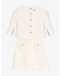 Maje - Two-In-One Short-Sleeve Tweed Mini Dress - Lyst