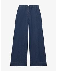 Reiss - Olivia Wide-Leg High-Rise Denim-Blend Jeans - Lyst