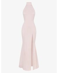 House Of Cb - Juliette Halter-Neck Split-Hem Stretch-Woven Maxi Dress - Lyst